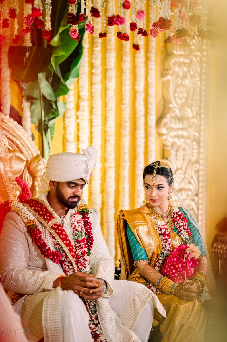 Wedding couple in garden